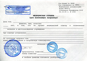 купить справку для выезжающих за границу по форме 082/у